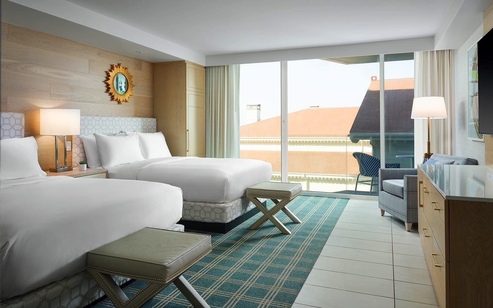 Views Oceanfront family room with pool and beach beyond at Hotel del Coronado